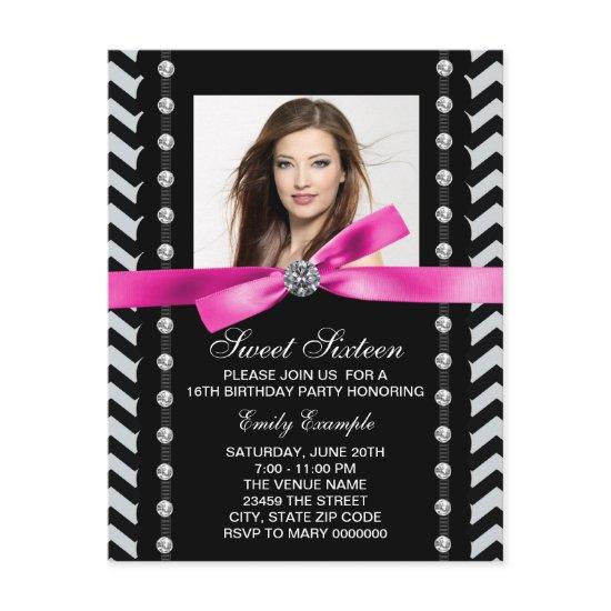 Pink and Black Chevron Sweet 16 Birthday Party