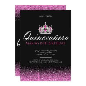 Pink and Black Glitter Quinceanera