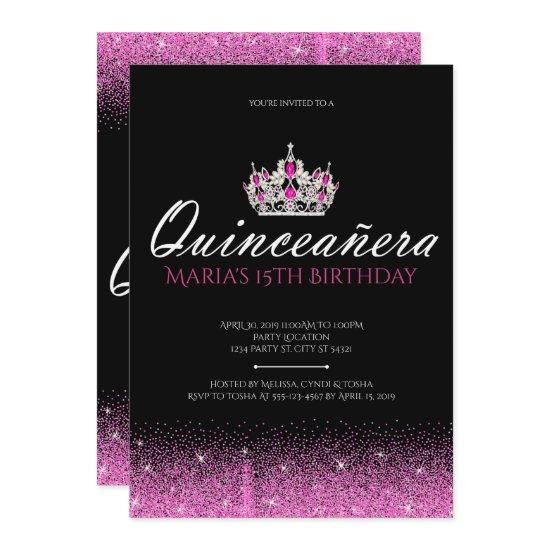 Pink and Black Glitter Quinceanera