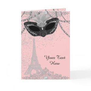 Pink and Black Paris Masquerade Party Card