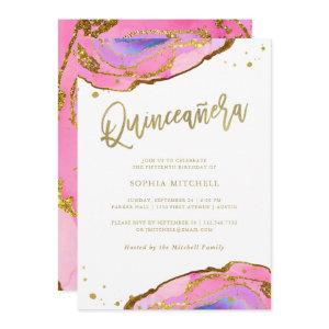 Pink and Blue Geode with Gold | Quinceanera