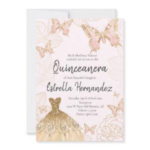 Pink and Gold Butterfly Quinceanera