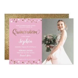Pink and Gold Confetti Quinceanera 15th birthday