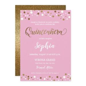 Pink and Gold Confetti Quinceanera 15th birthday
