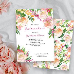 Pink and Gold Floral Chic Quinceanera