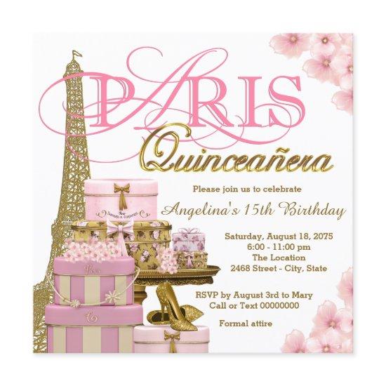 Pink and Gold Paris Quinceanera