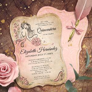 Pink and Gold Princess Quinceanera Birthday