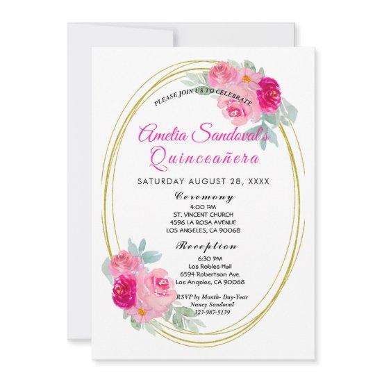 Pink and Gold Quinceanera Floral