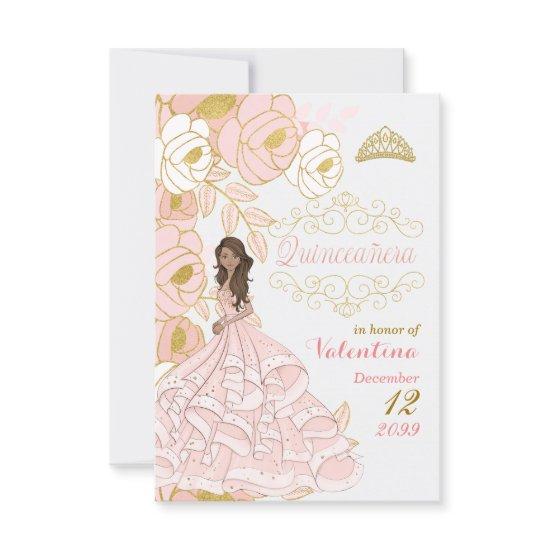 Pink and Gold Quinceanera No Photo Save The Date