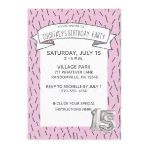 Pink and Gray Balloon Girls 15th Birthday Party