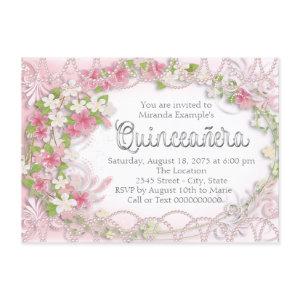 Pink and Gray Floral Quinceañera