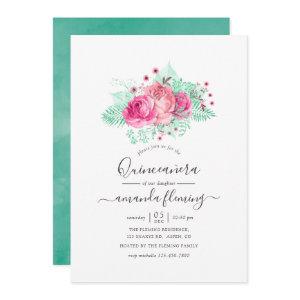 Pink and Mint Floral Quinceañera