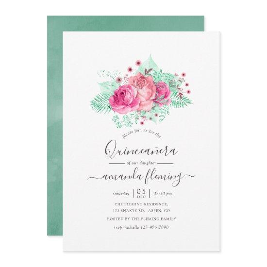Pink and Mint Floral Quinceañera