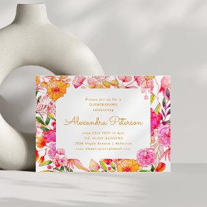Pink and Orange Watercolor Flowers QUINCEAÑERA