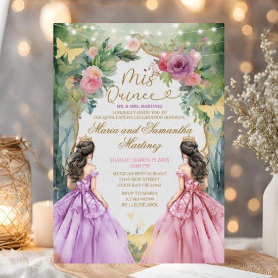 Pink and Purple Forest Twin Princess Quinceañera