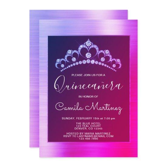 Pink and Purple Quinceanera with Tiara