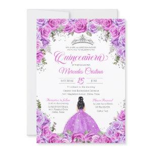 Pink and Purple Roses & Silver Tiara Quinceanera I