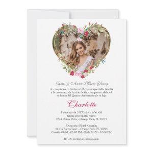 Pink and Red Floral Heart with Photo from Quinceañ