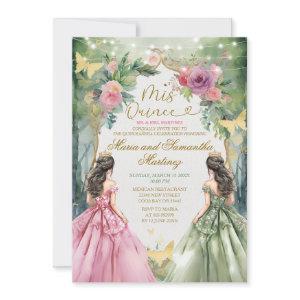 Pink and Sage Green Twin Royal Princess Mis Quince