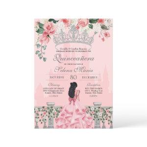 Pink and Silver Rose Princess Castle Quinceañera