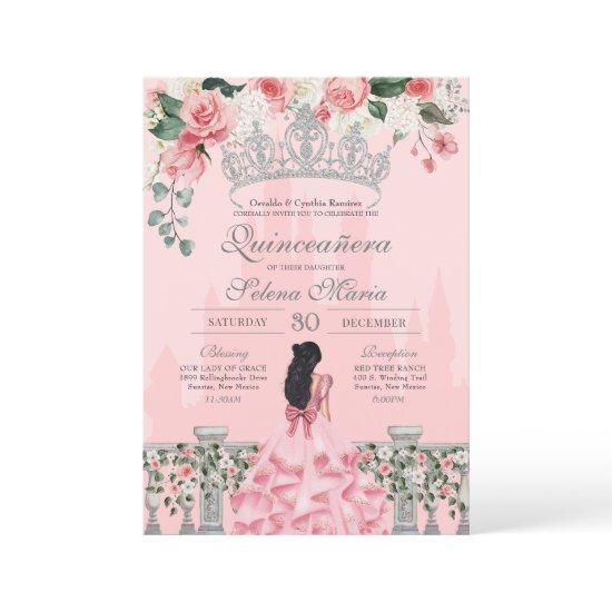 Pink and Silver Rose Princess Castle Quinceañera