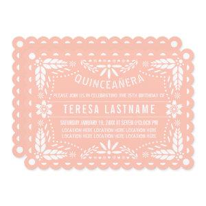 Pink and white papel picado Quinceañera
