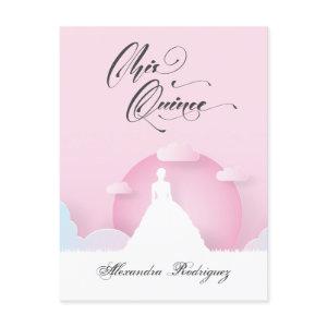 Pink and White Silhouette with Moon Quinceanera  Postcard