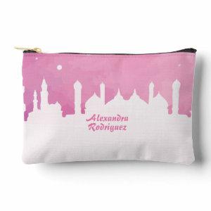 Pink Arabian Nights Watercolor Accessory Pouch