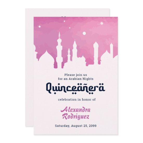 Pink Arabian Nights Watercolor Quinceañera