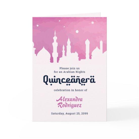 Pink Arabian Nights Watercolor Quinceañera