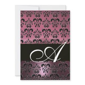 PINK BLACK  DAMASK MONOGRAM ,bright white