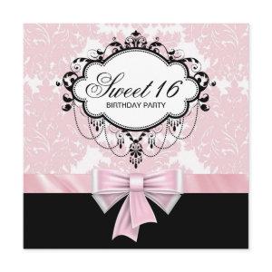 Pink Black Damask Sweet 16 Birthday Party