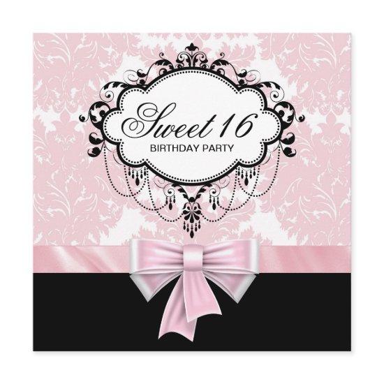 Pink Black Damask Sweet 16 Birthday Party
