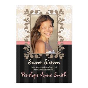 Pink Black Damask Sweet Sixteen Photo