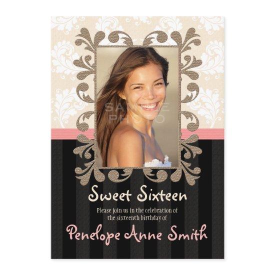 Pink Black Damask Sweet Sixteen Photo