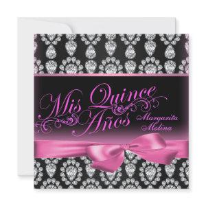 Pink/Black Diamond & Bow Quinceanera