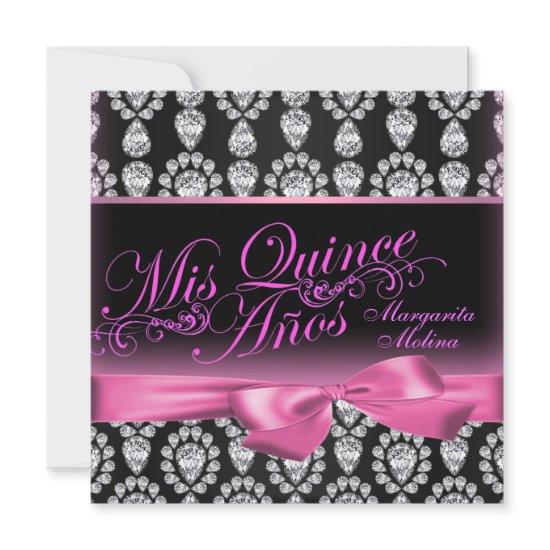 Pink/Black Diamond & Bow Quinceanera