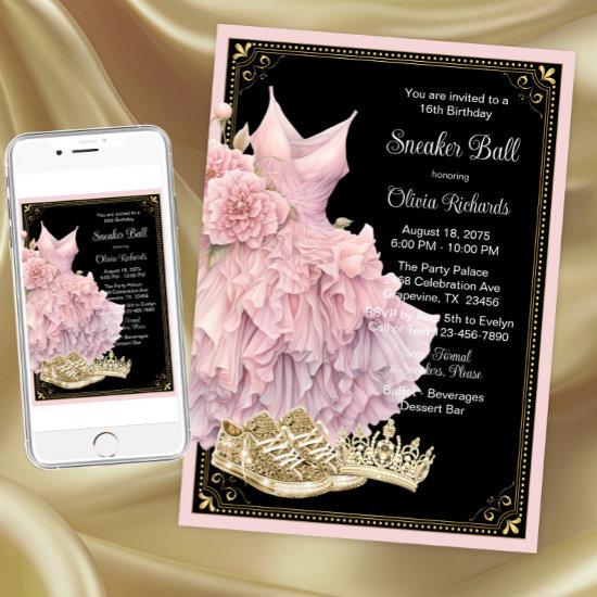 Pink Black Gold Sneaker Ball Birthday Party