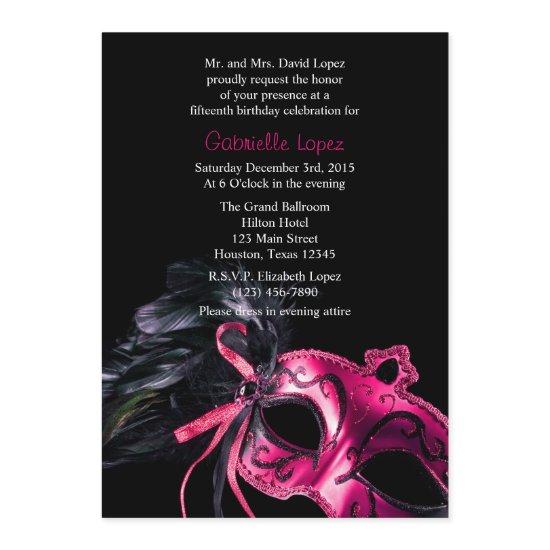 Pink Black Masquerade Quinceanera Ball
