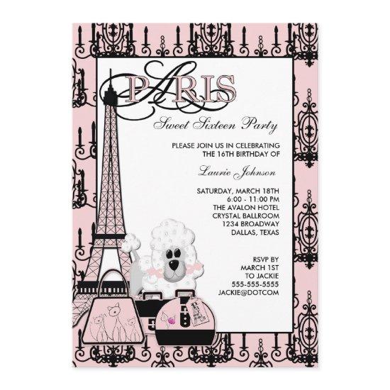 Pink Black Paris Chandelier Sweet 16 Party