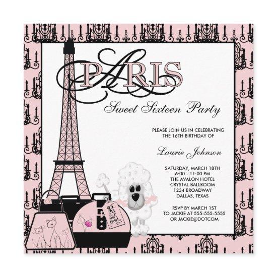 Pink Black Paris Chandelier Sweet Sixteen Party