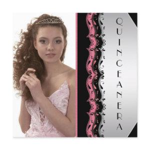 Pink Black Photo Quinceanera