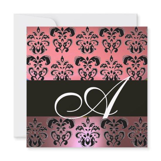 PINK,BLACK,PURPLE DAMASK MONOGRAM ,white