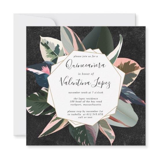 Pink Black Tropical Modern Quinceanera