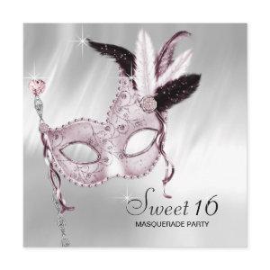 Pink Black White Sweet 16 Masquerade Party
