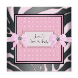 Pink Black Zebra Sweet 16 Birthday Party