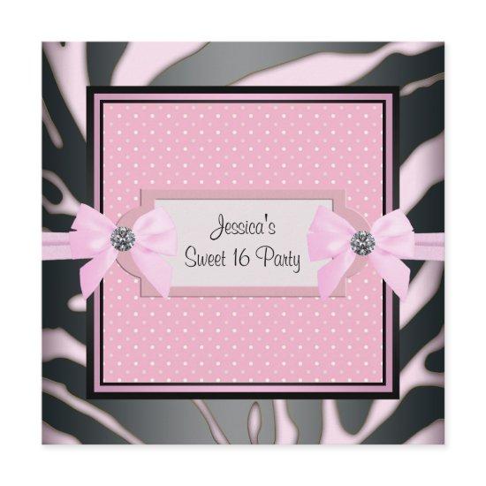 Pink Black Zebra Sweet 16 Birthday Party