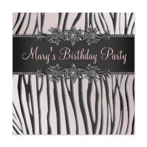 Pink Black Zebra Womans Birthday Party