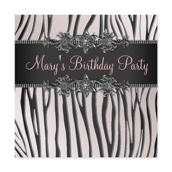 Pink Black Zebra Womans Birthday Party