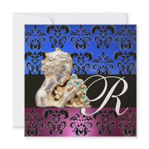 PINK, BLUE ,BLACK, PURPLE,DAMASK JEWEL MONOGRAM